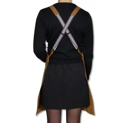 Dutchdeluxes Leather Suspender Apron In Vintage Camel -Sous Chef dutch deluxes suspender leather apron vintage caramel model back