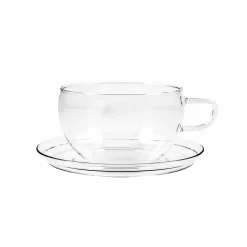 Glass Teacup & Saucer 400ml