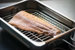Camerons Stovetop Smoker, 28cm X 43cm -Sous Chef hot smoked salmon fillet side