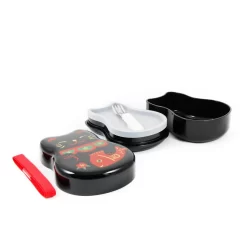 Maruko Black Cat 2-Tier Bento Box 520ml -Sous Chef maruko black cat two tier bento box open