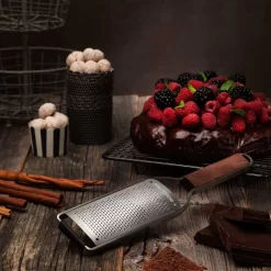 Master Series Walnut Microplane Gourmet Fine Grater -Sous Chef microplane gourmet fine grater lifestyle