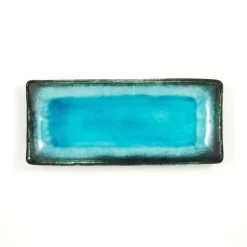 Oblong Turquoise Platter -Sous Chef rectangular serving plate turquoise 28.5cm x 12.5cm top