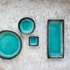 Oblong Turquoise Platter -Sous Chef turquoise glaze tableware above